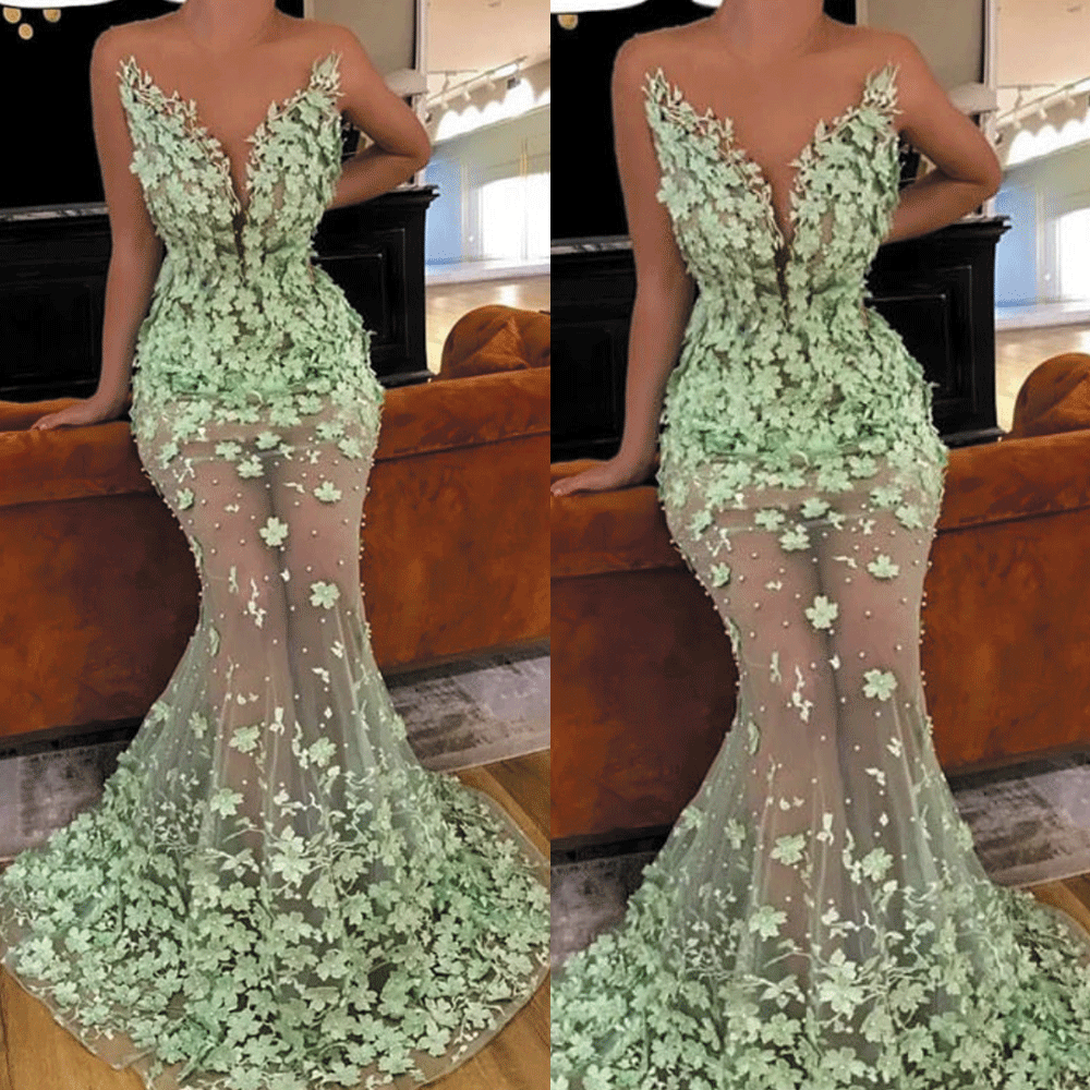 sexy formal dresses long mermaid mint ...